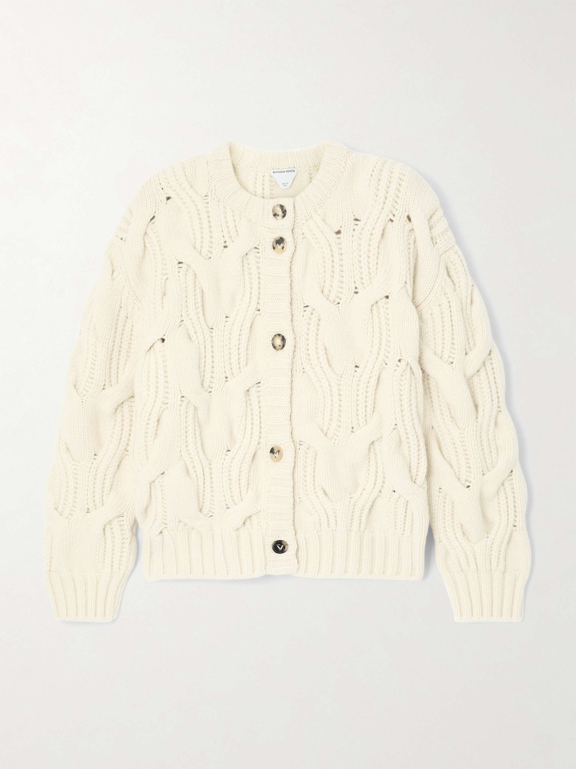 Cropped Cable-Knit Wool Cardigan