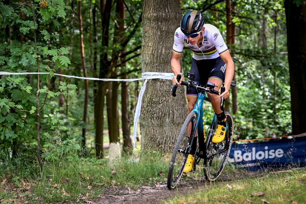 Junior cycle-cross world champion Thibau Nys en route to victory at the 2020 Battle of Balenberg