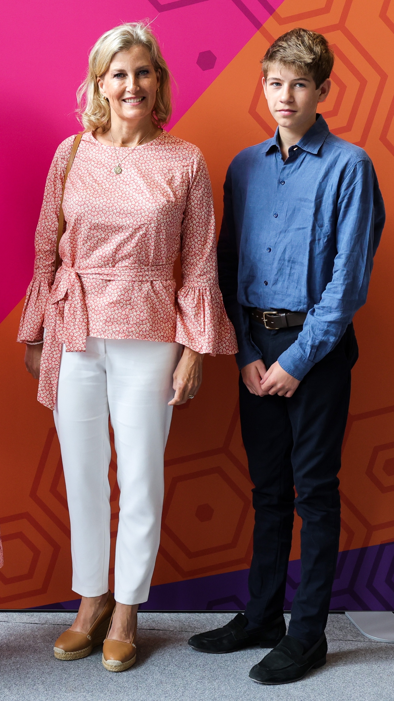 Sophie, Duchess of Edinburgh and James, Earl of Wessex pose for photographs at the Sandwell Aquatics Centre during the 2022 Commonwealth Games