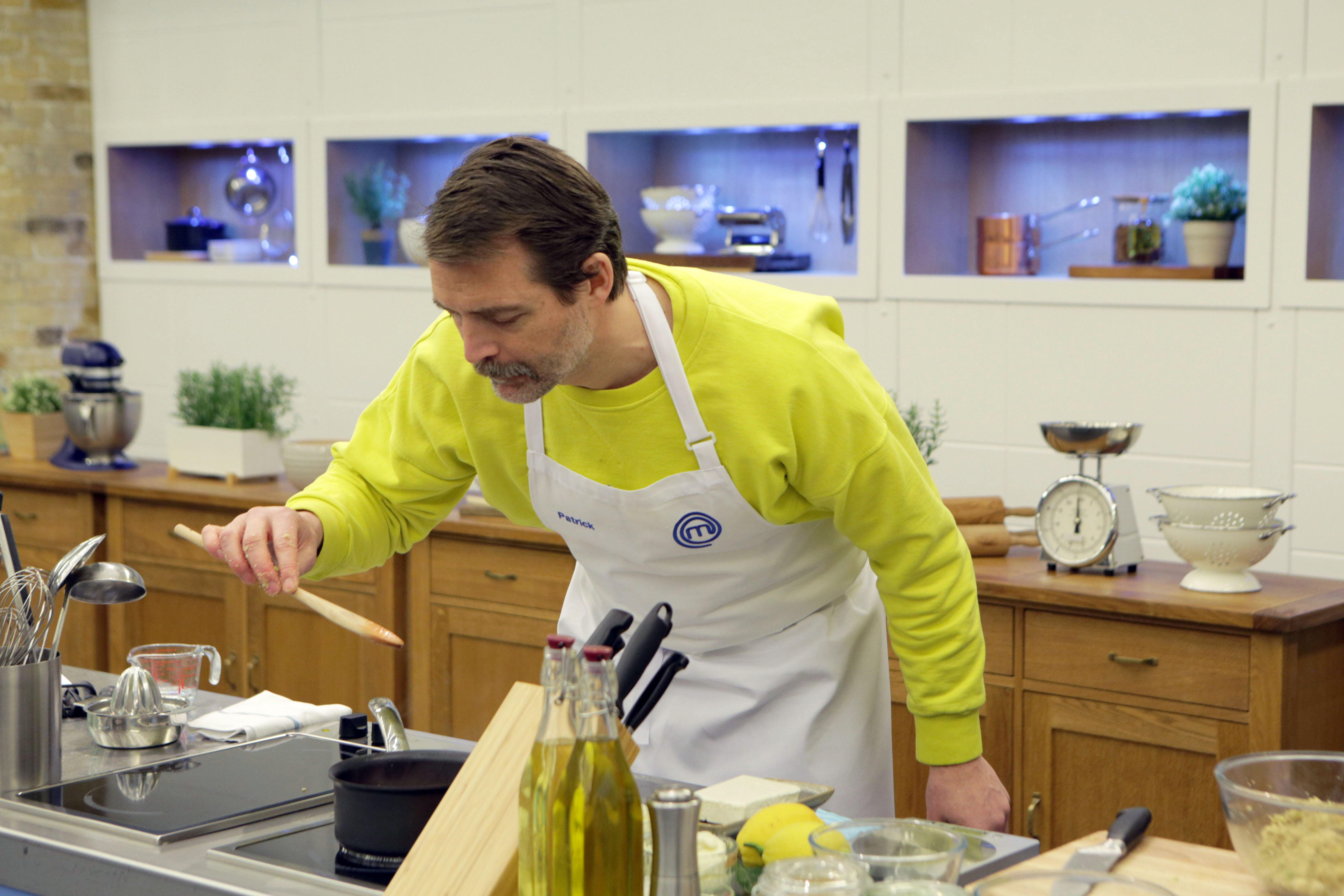 TV tonight Sewing Bee’s Patrick swaps his suit for an apron