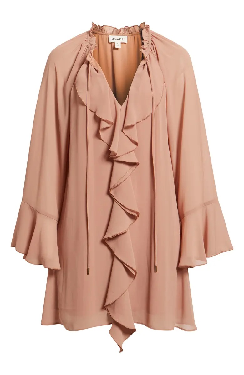Open Edit, Ruffle Chiffon Shift Dress