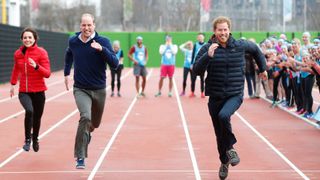 Kate Middleton, Prince William and Prince Harry having a race