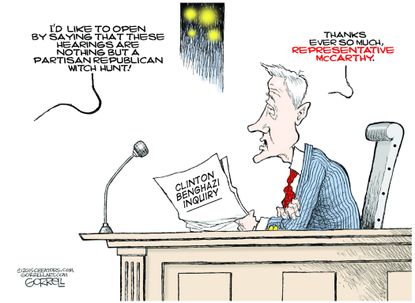 Political cartoon U.S. Benghazi McCarthy Clinton