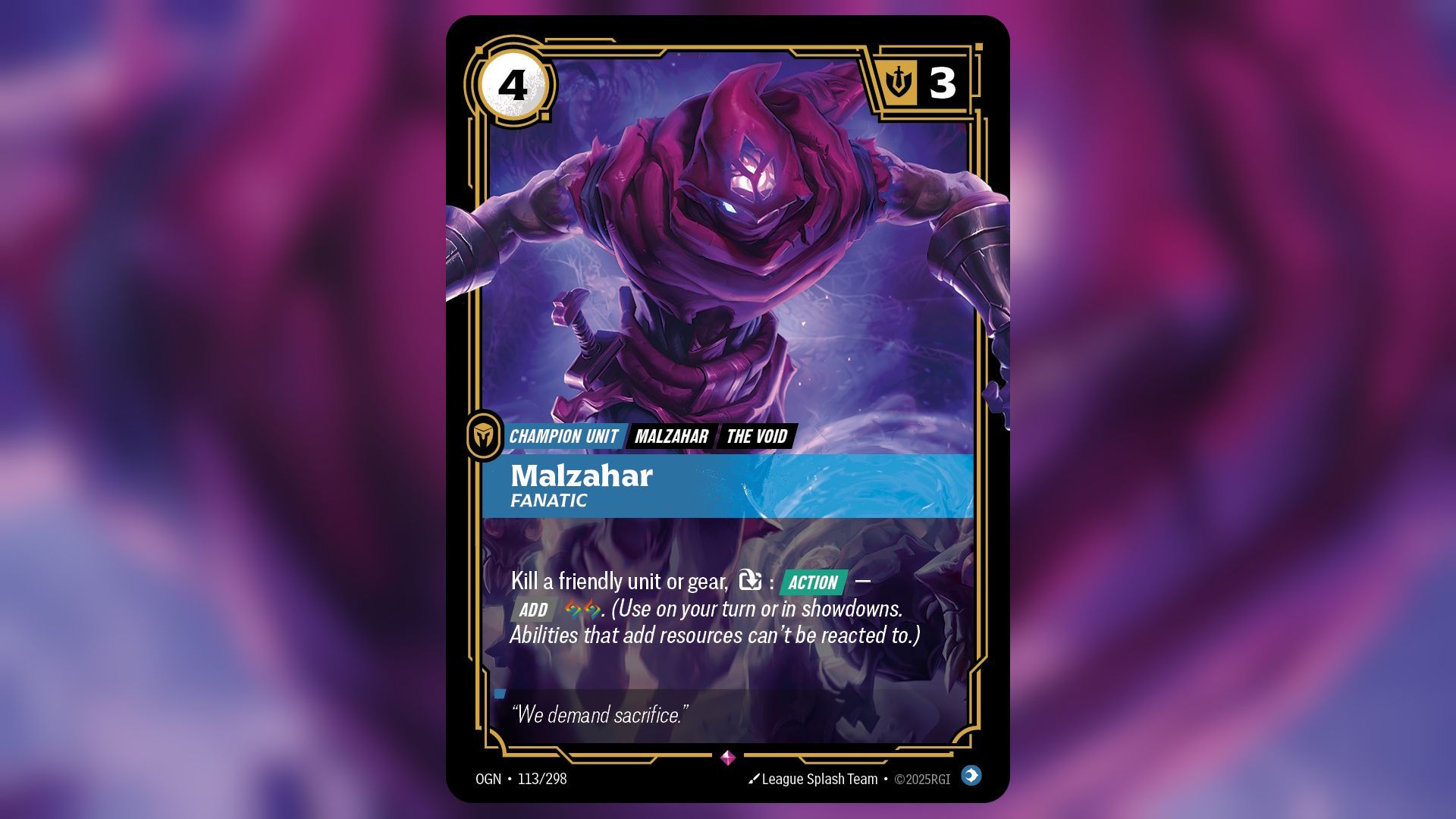 Malzahar card from Riftbound on background