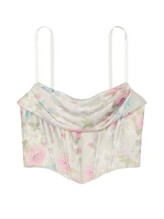 Floral Satin Draped Corset Top