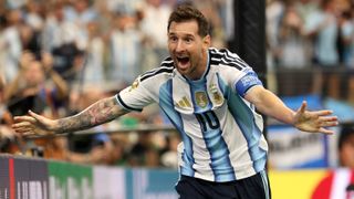 Lionel Messi #10 of Argentina celebrates after scoring his team's second goal during the FIFA World Cup 2026 Group J match between Argentina and Austria