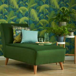 wallpaper with cushions and plants
