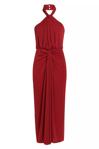 Kaily Draped Halter Maxi Dress