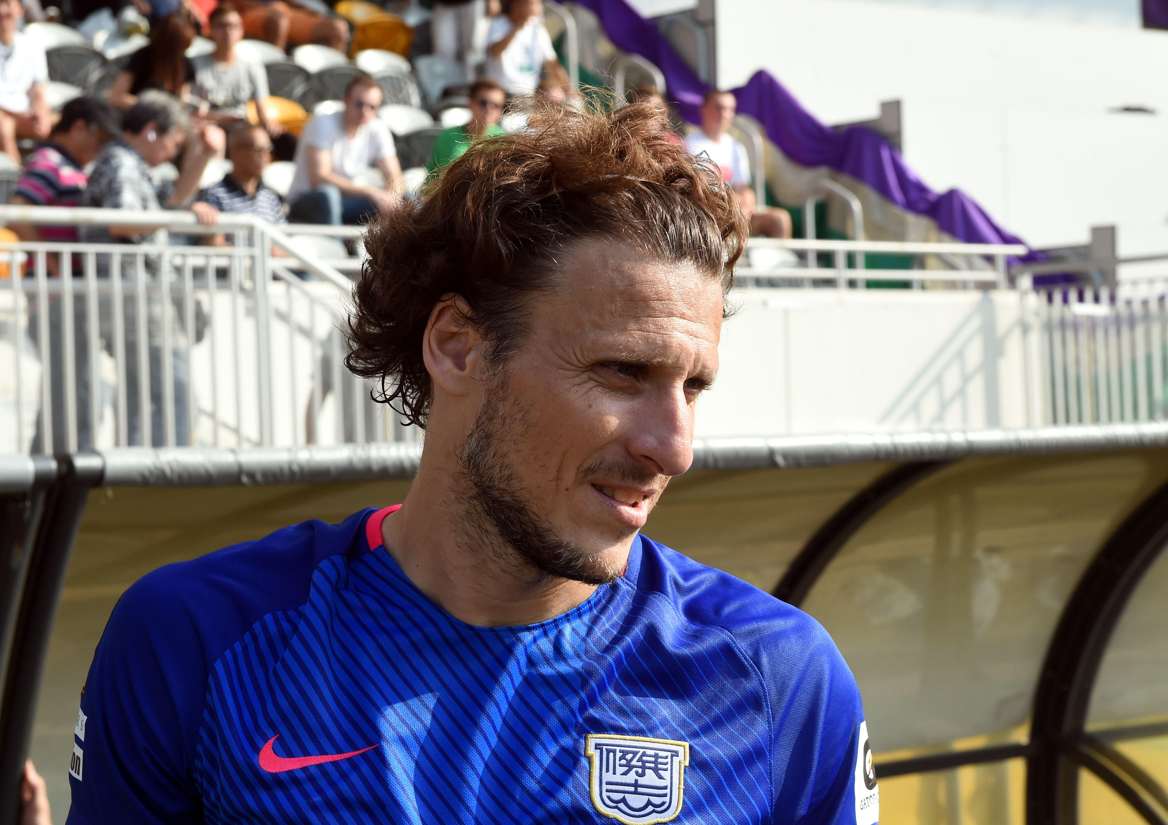 Diego Forlan pictured after winning the 2017/18 Hong Kong Premier League title with Kitchee