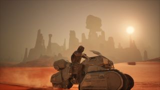 Dune: Awakening sandbike in desert