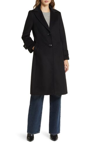 Notch Collar Longline Wool Blend Coat