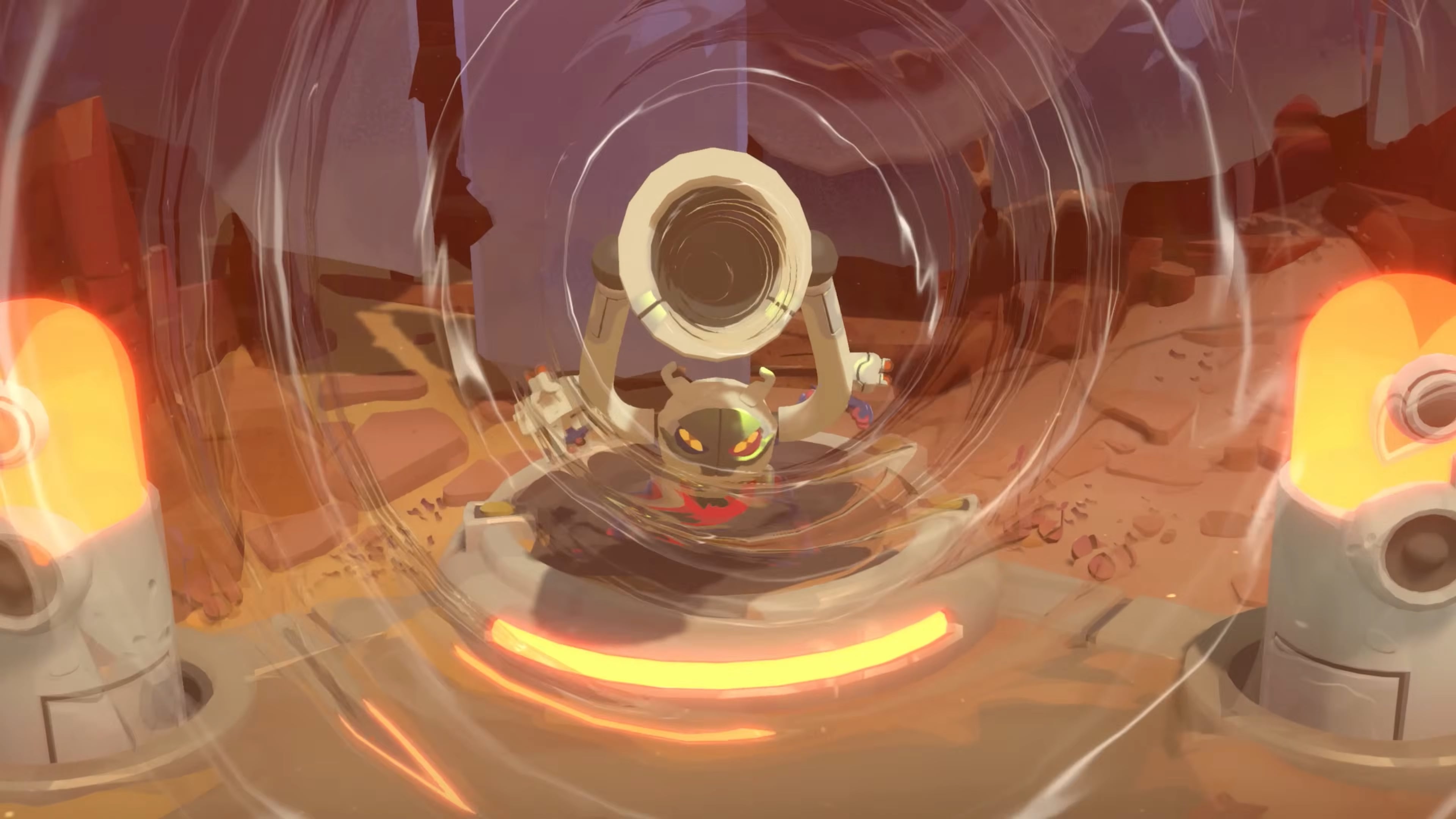 Moonlighter 2 screenshot of the first boss blasting waves.