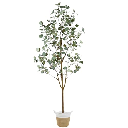 Warmplants Artificial Eucalyptus Tree, 6ft Tall Fake Eucalyptus Plant With Basket for Indoor Outdoor, 72&#039;&#039; Silk Leaves Faux Tree for Home Office Livingroom Floor D&amp;eacute;cor