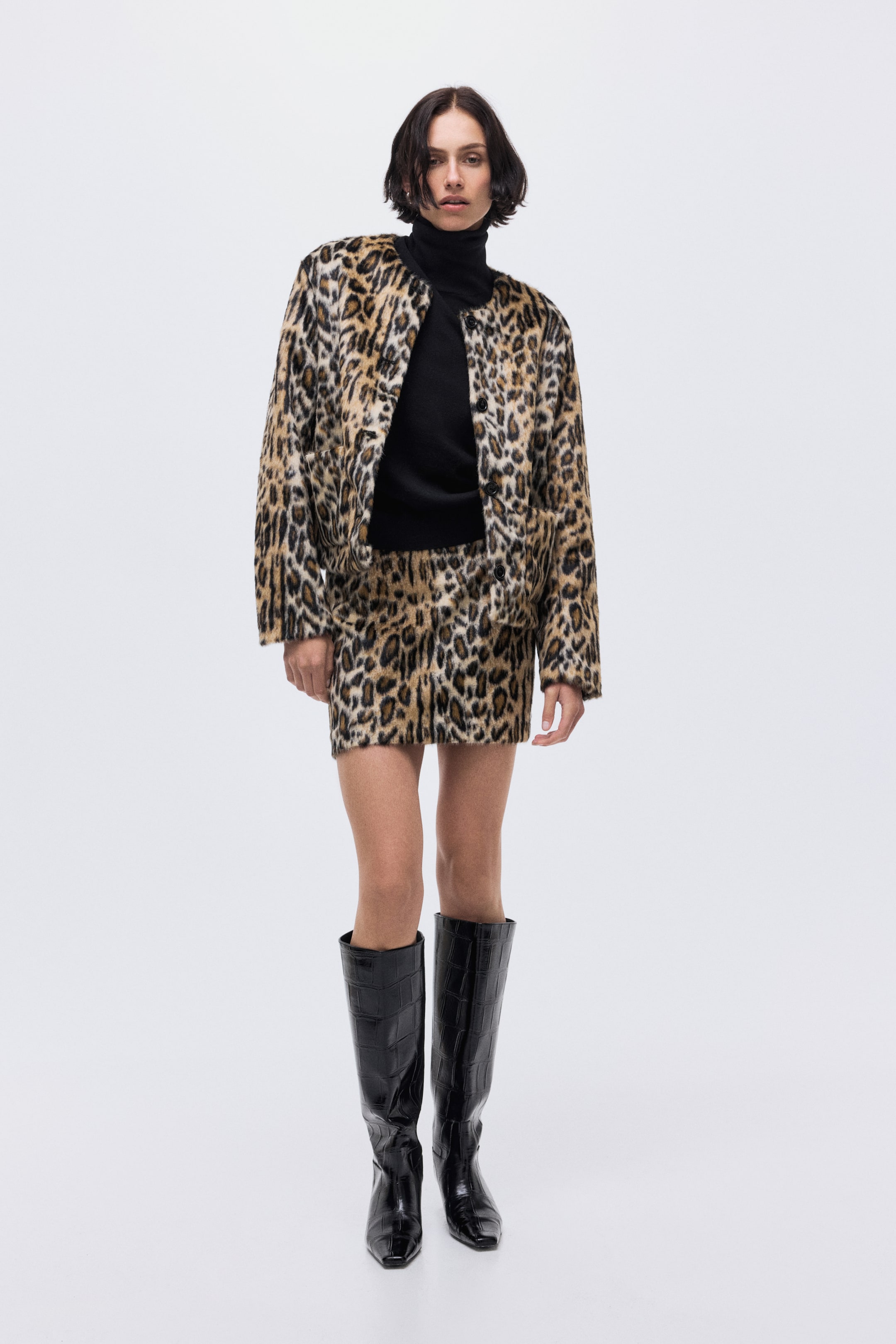 Mini Skirt - Beige/leopard Print