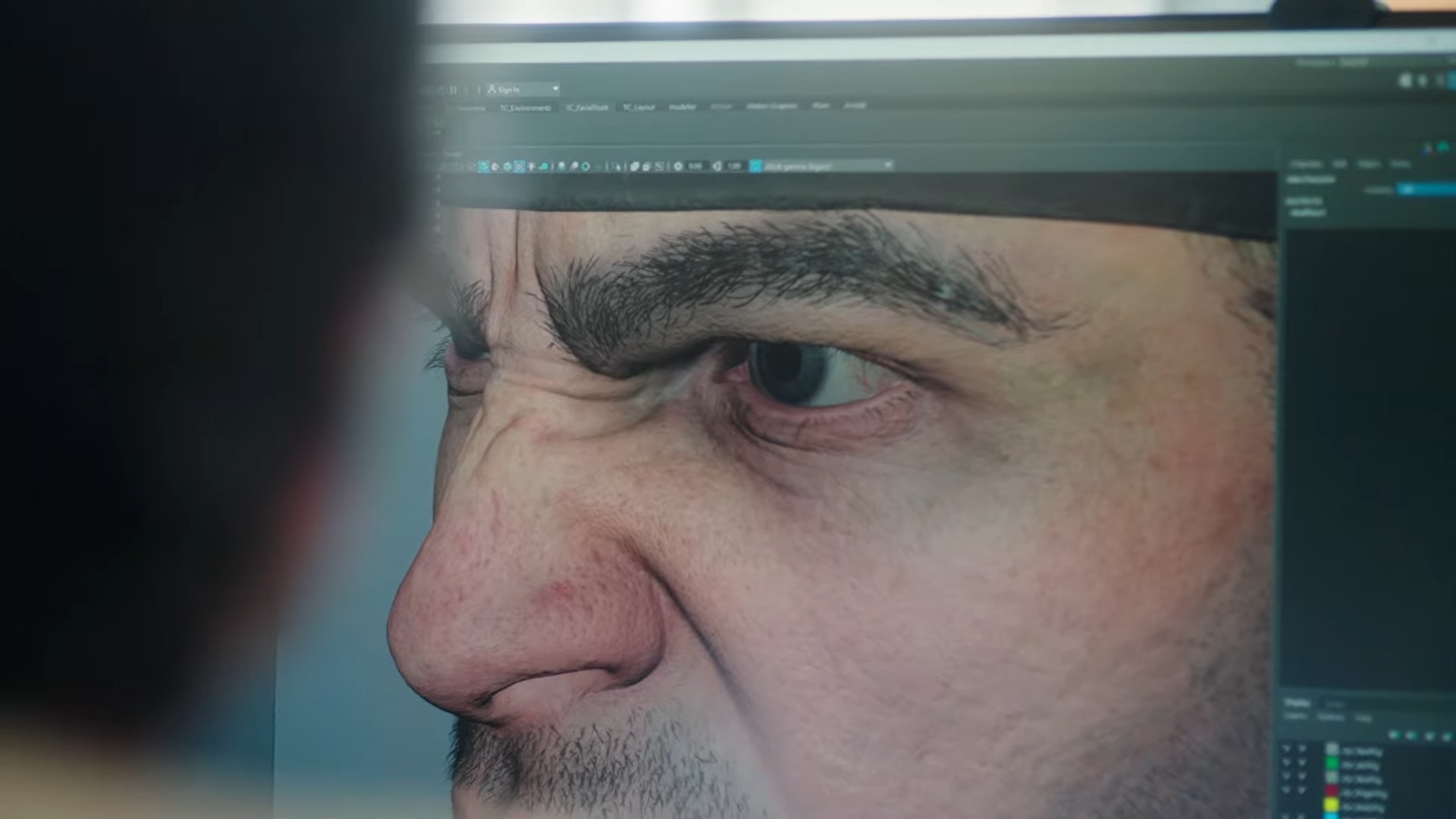 Gears of War: E-Day screenshot of Marcus Fenix up close model.