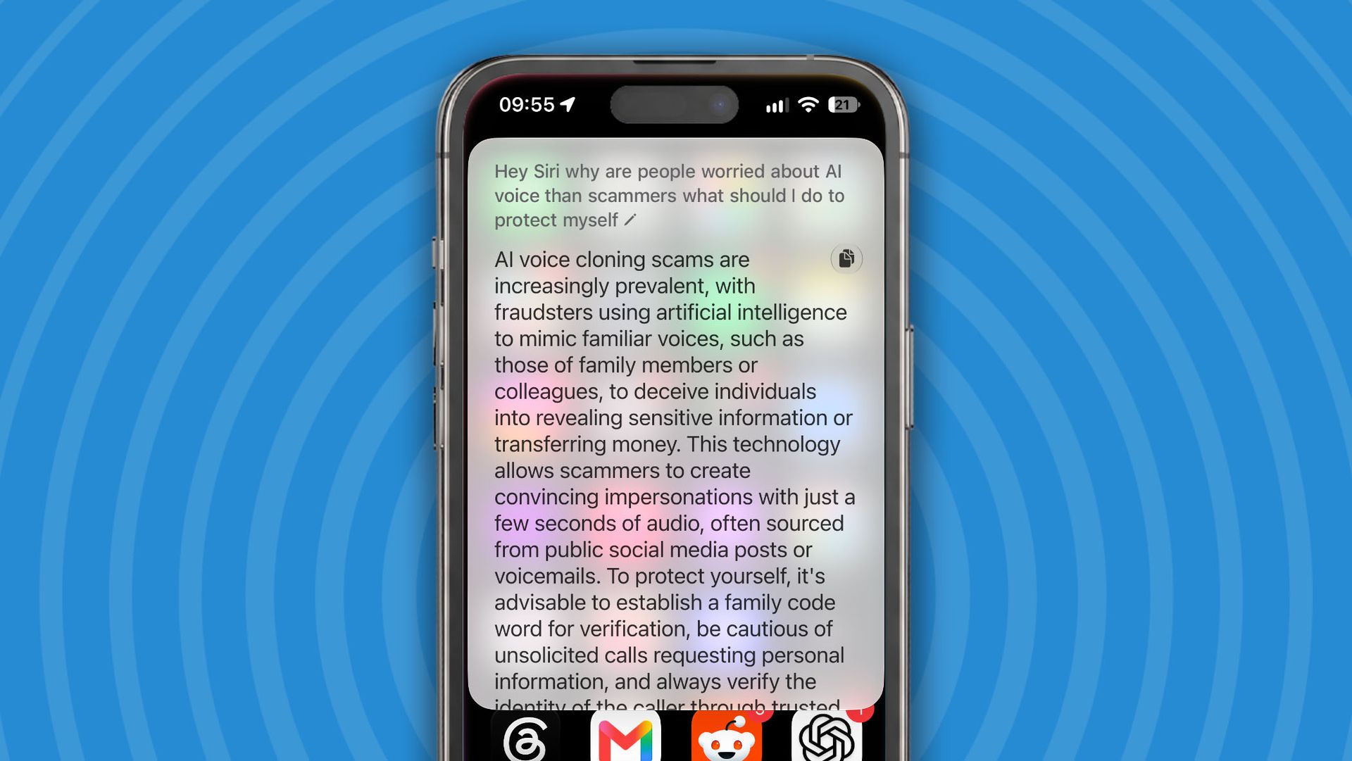 Siri AI en un iPhone