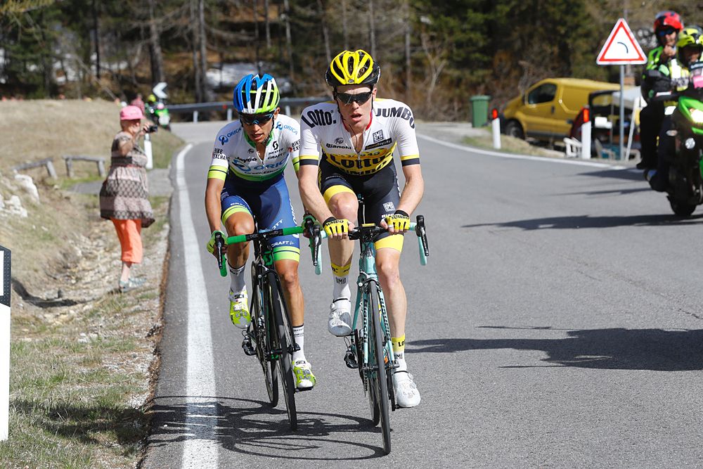 Steven Kruijswijk (LottoNl-Jumbo) and Esteban Chaves (Orica-GreenEdge) stage 14 Giro d'Italia