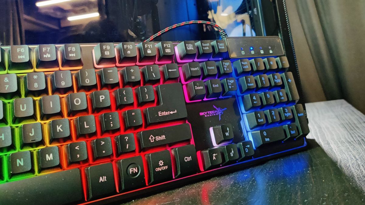 The Skytech Chronos 2 gaming PC keyboard.