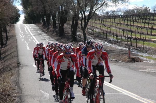 Bissell Pro Cycling in training in Santa Rosa, California.