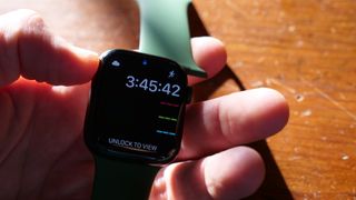 How to change an Apple Watch band - sliding Sport Band on to Apple Watch 7