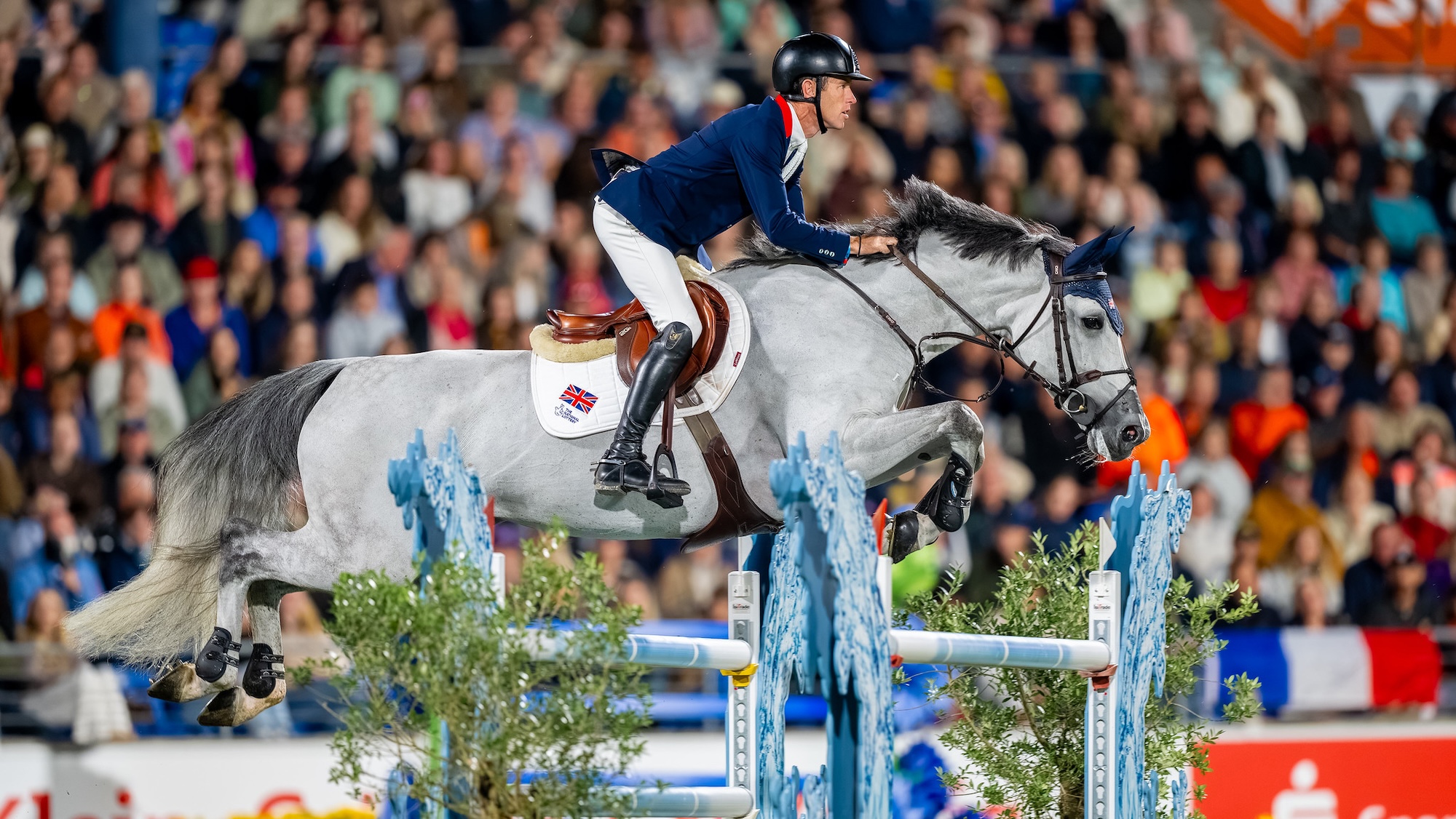 Scott Brash and Hello Mango clear an oxer at the World Championships