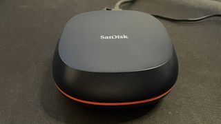 SanDisk Desk Drive external SSD plugged in