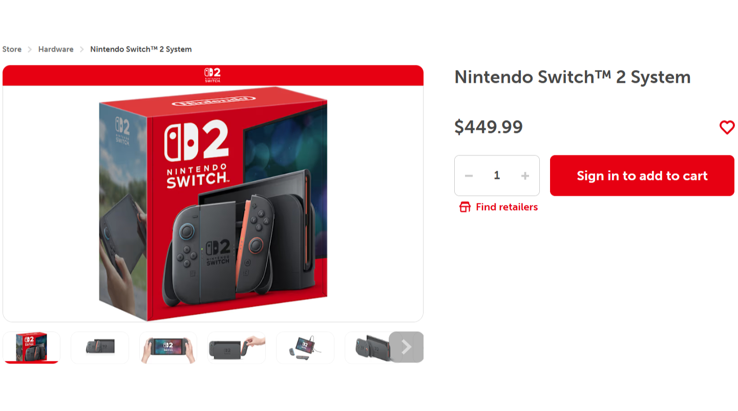 Nintendo Switch 2 console at the My Nintendo Store