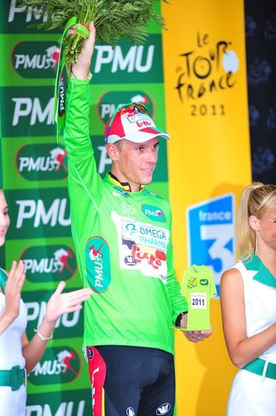 Philippe Gilbert (Omega Pharma-Lotto) in green