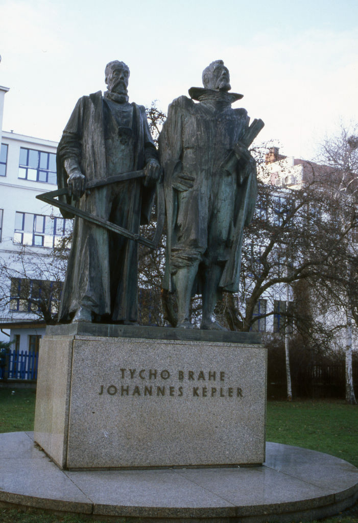 Statue of Tycho Brahe and Johannes Kepler on December 28th, 2009 in HRADCANY.