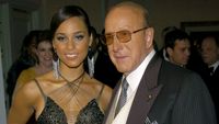 Alicia Keys and Clive Davis during 2004 Clive Davis Pre-Grammy Party - Inside Arrivals at Beverly Hills Hotel in Beverly Hills, California, United States. (Photo by KMazur/WireImage)
