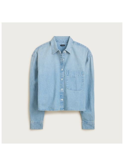 &Eacute;tienne Cropped Button-Up Shirt in Chambray