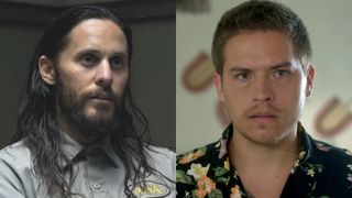 Jared Leto looks ahead in The Little Things, while Dylan Sprouse looks confused in Beautiful Wedding.