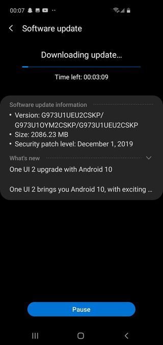Galaxy S10 Unlocked Android 10 Updatee