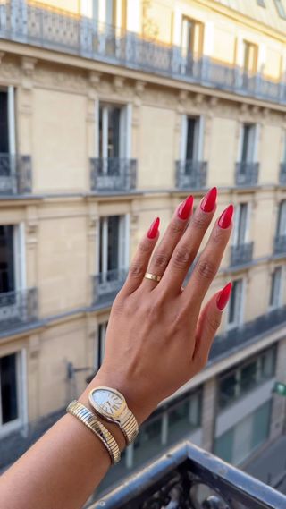 Manicure with OPI Big Apple Red nail polish