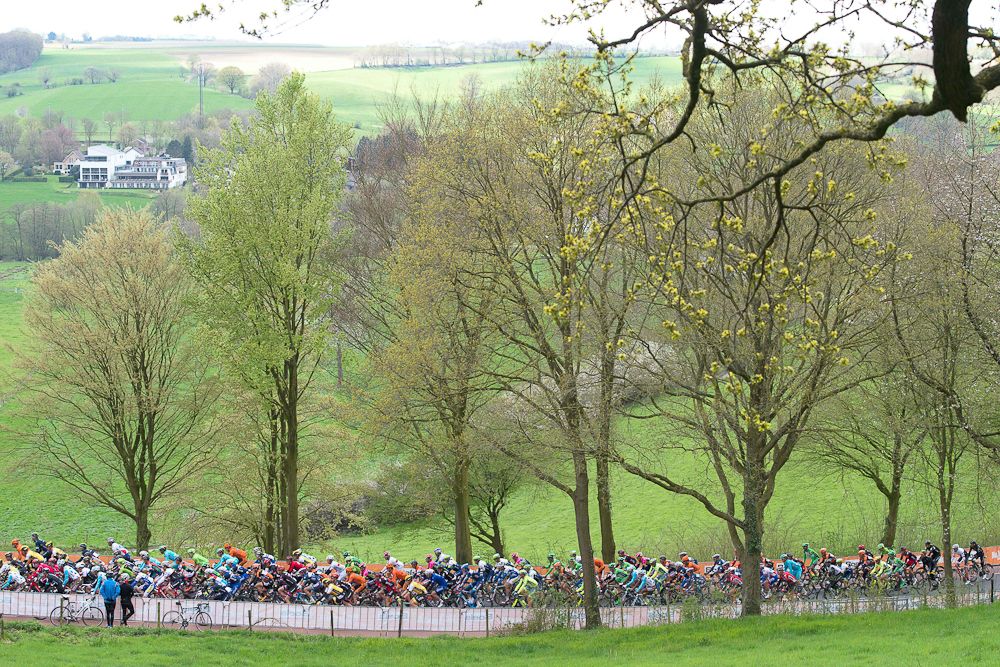 The pack compete on April 17, 2016 during the Amstel Gold Race in Slenaken