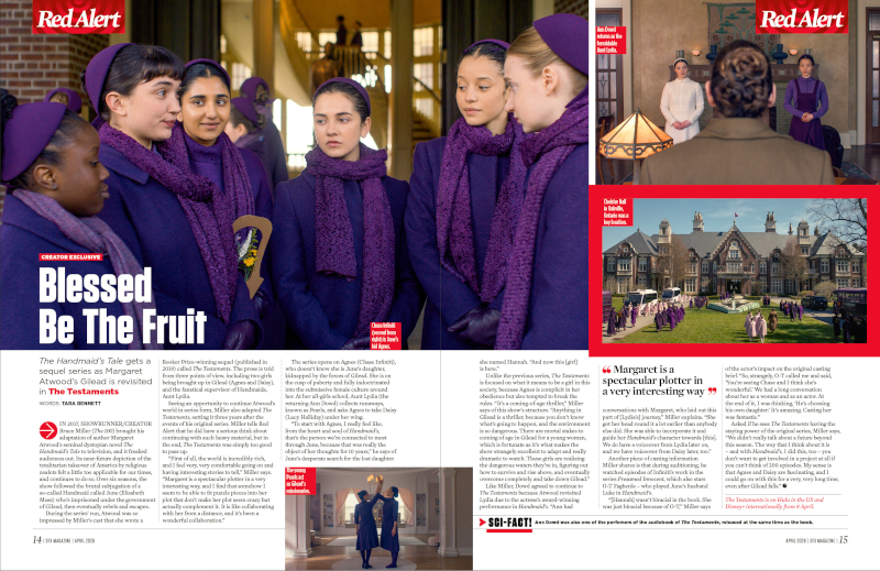 Six young women in purple school uniforms.