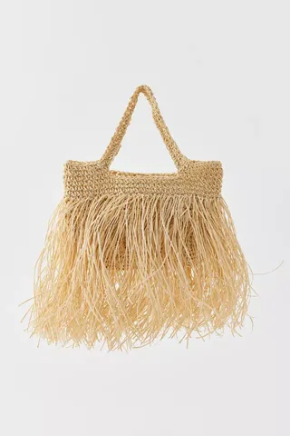 Kimchi Blue Fringe Raffia Mini Bag