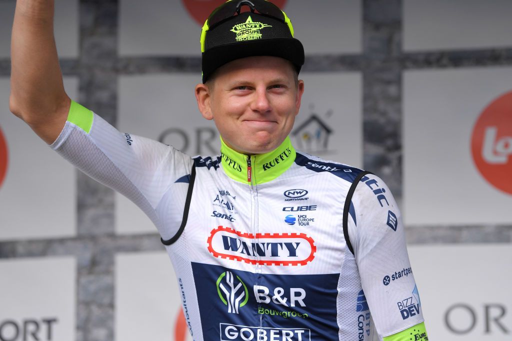 Wanty-Gobert&#039;s Aimé De Gendt celebrates his second place at the 2019 Le Samyn