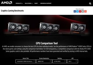 AMD's official GPU comparison tool