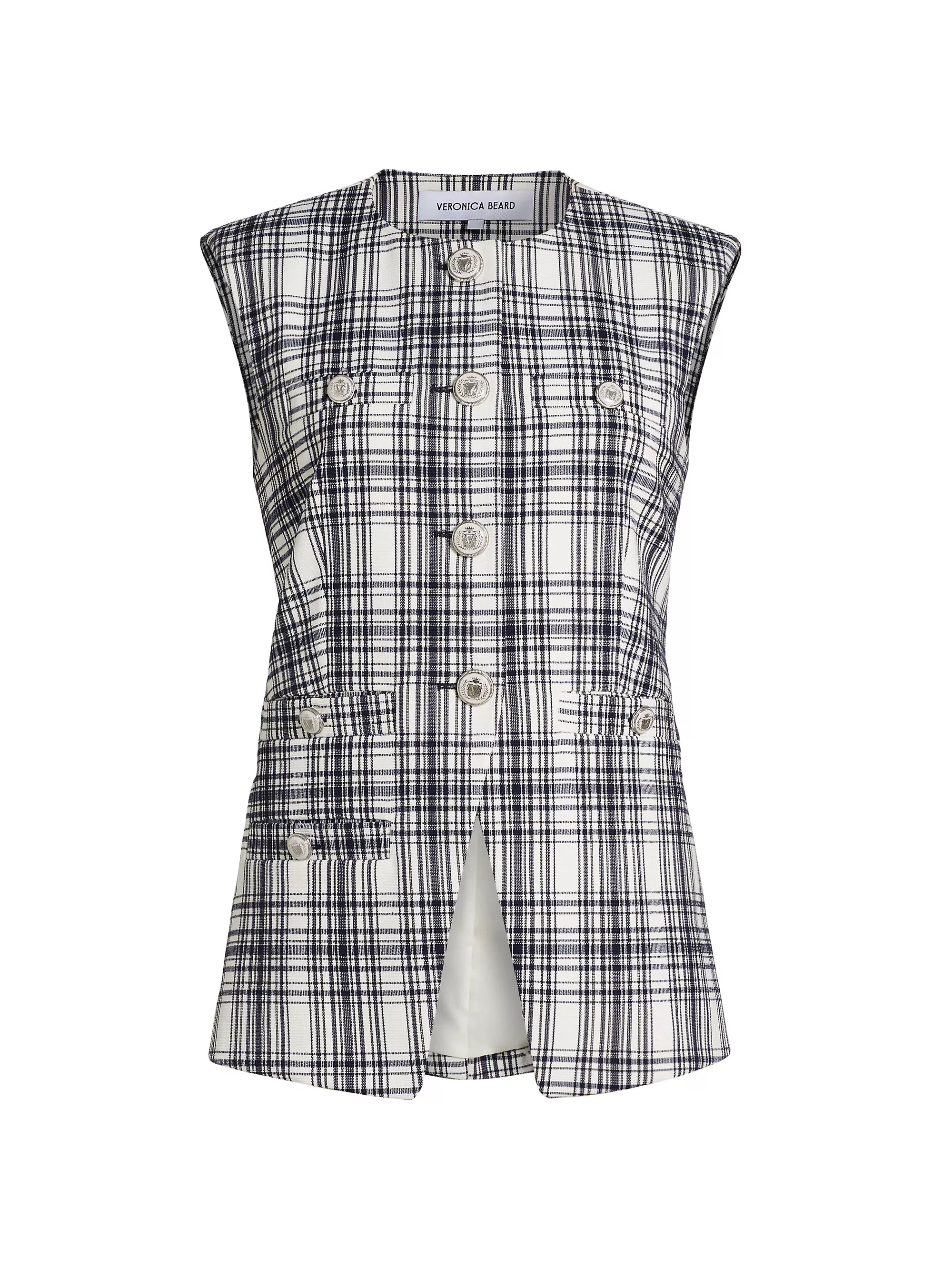 Tamara Plaid Cotton-Blend Vest
