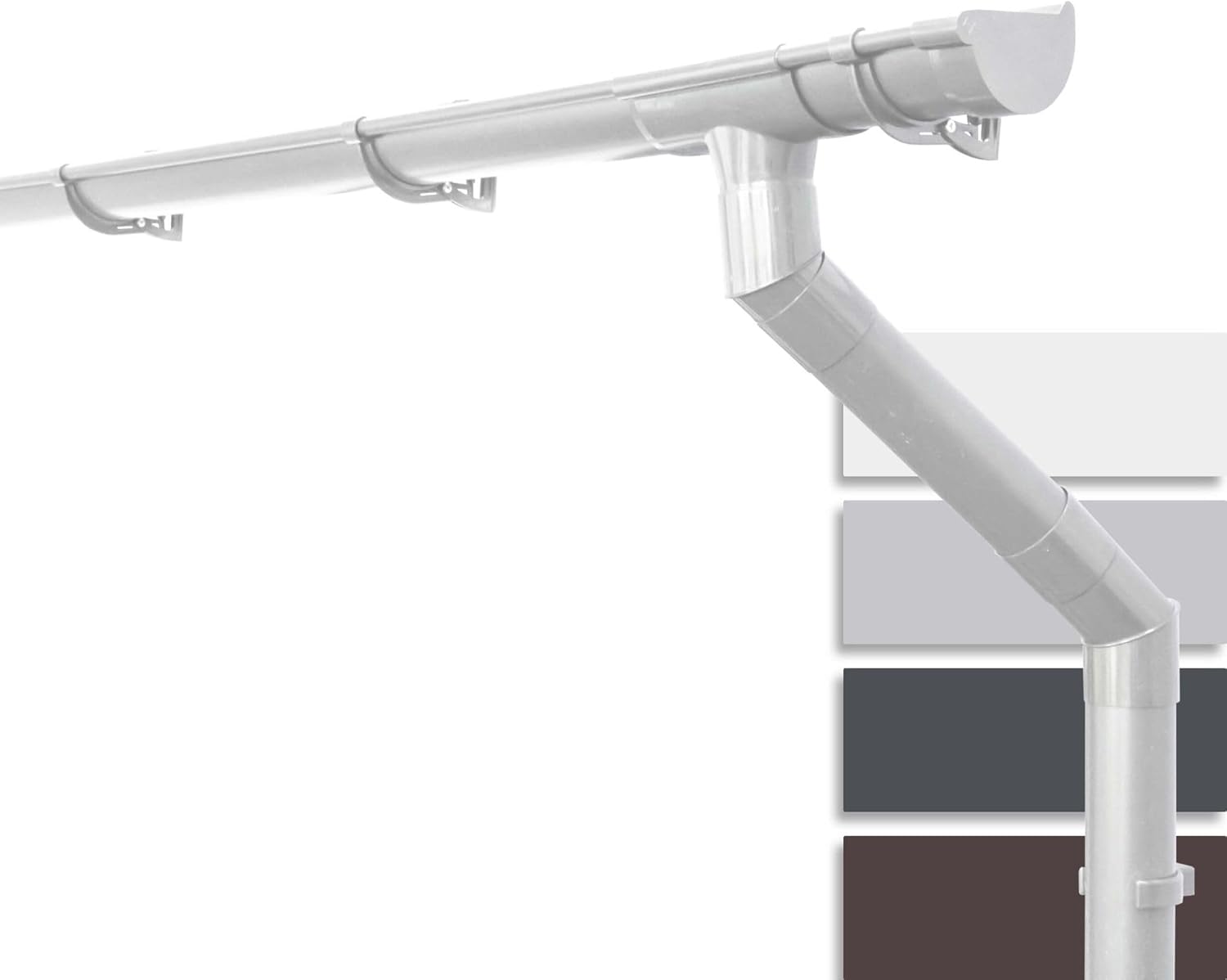 Inefa 8m Guttering Kit 100mm Half-Round White Plastic Rain Gutter Mono-Pitch Roof