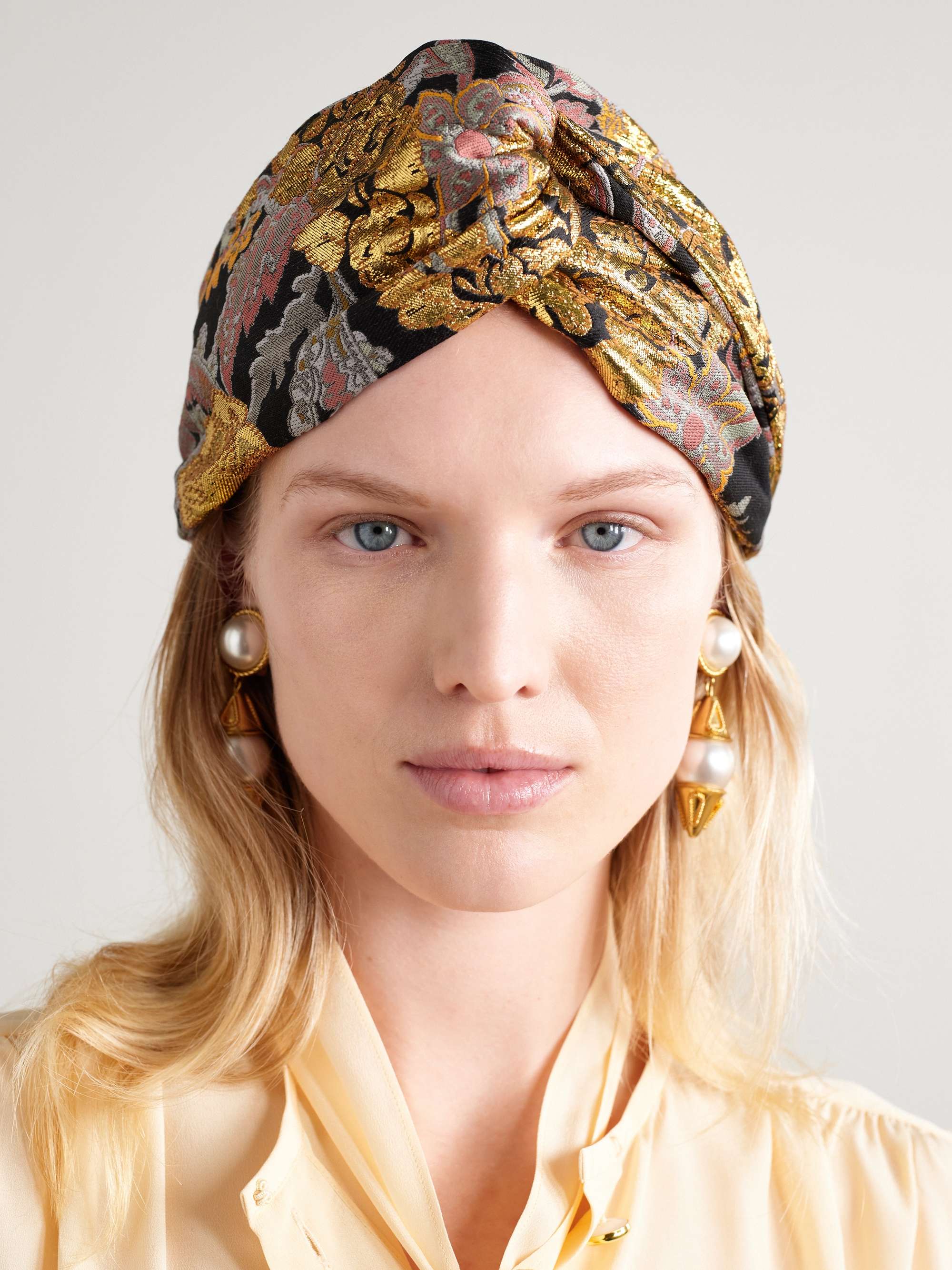 Twisted Floral-Brocade Headband