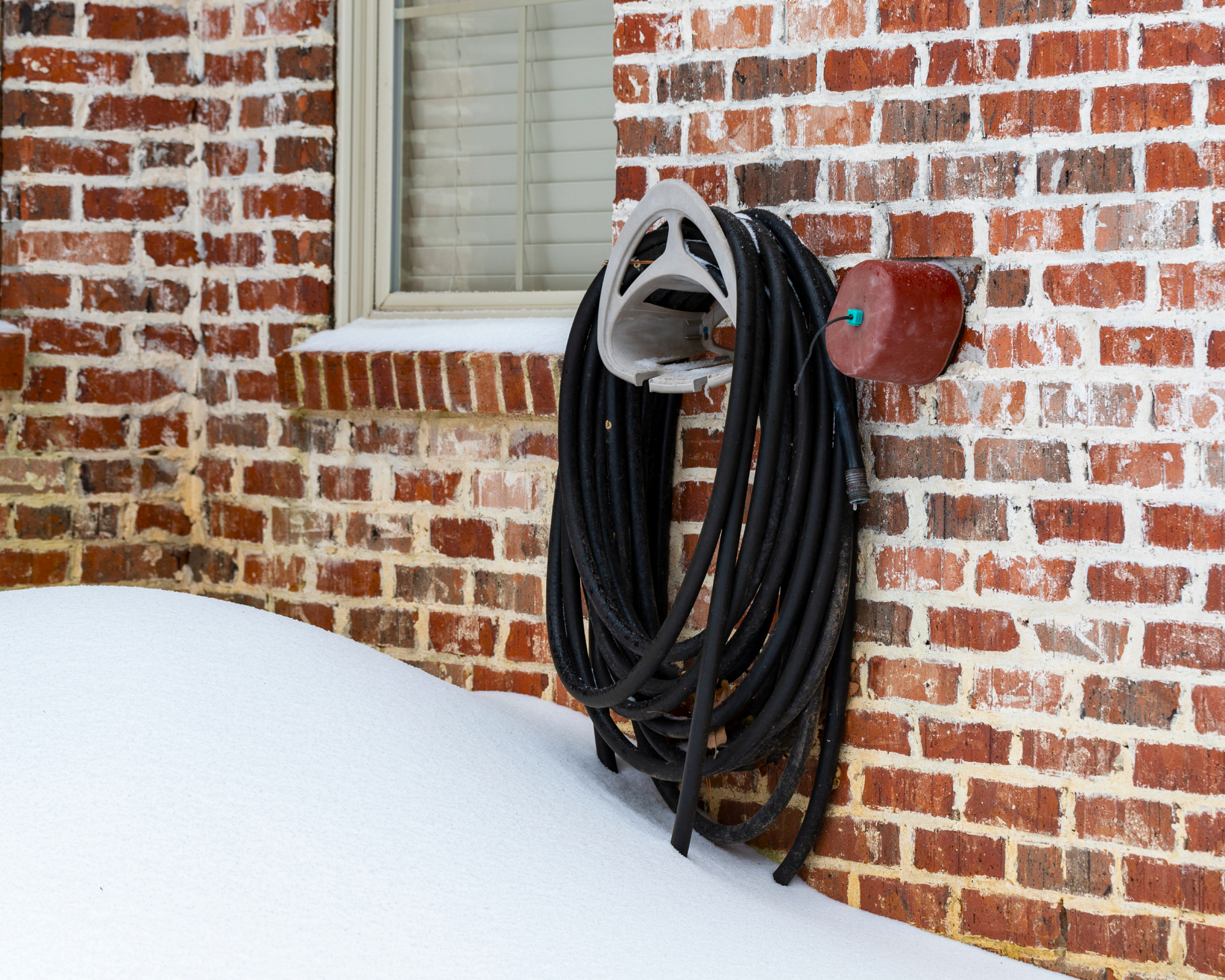 hose and faucet in the snow