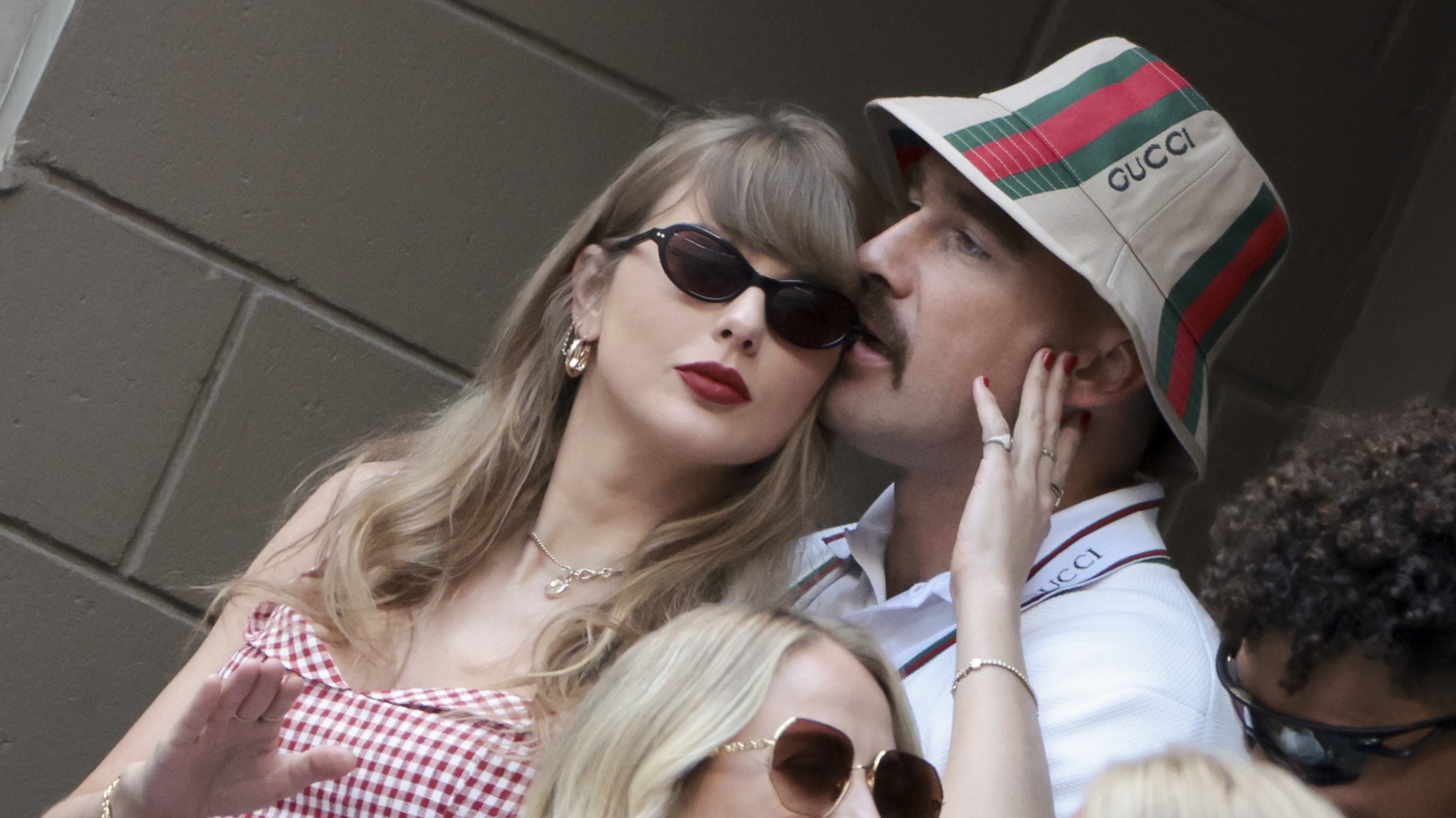Taylor Swift and Travis Kelce attend the men's final on day fourteen of the 2024 US Open Tennis Championships at the USTA Billie Jean King Tennis Center on September 8, 2024