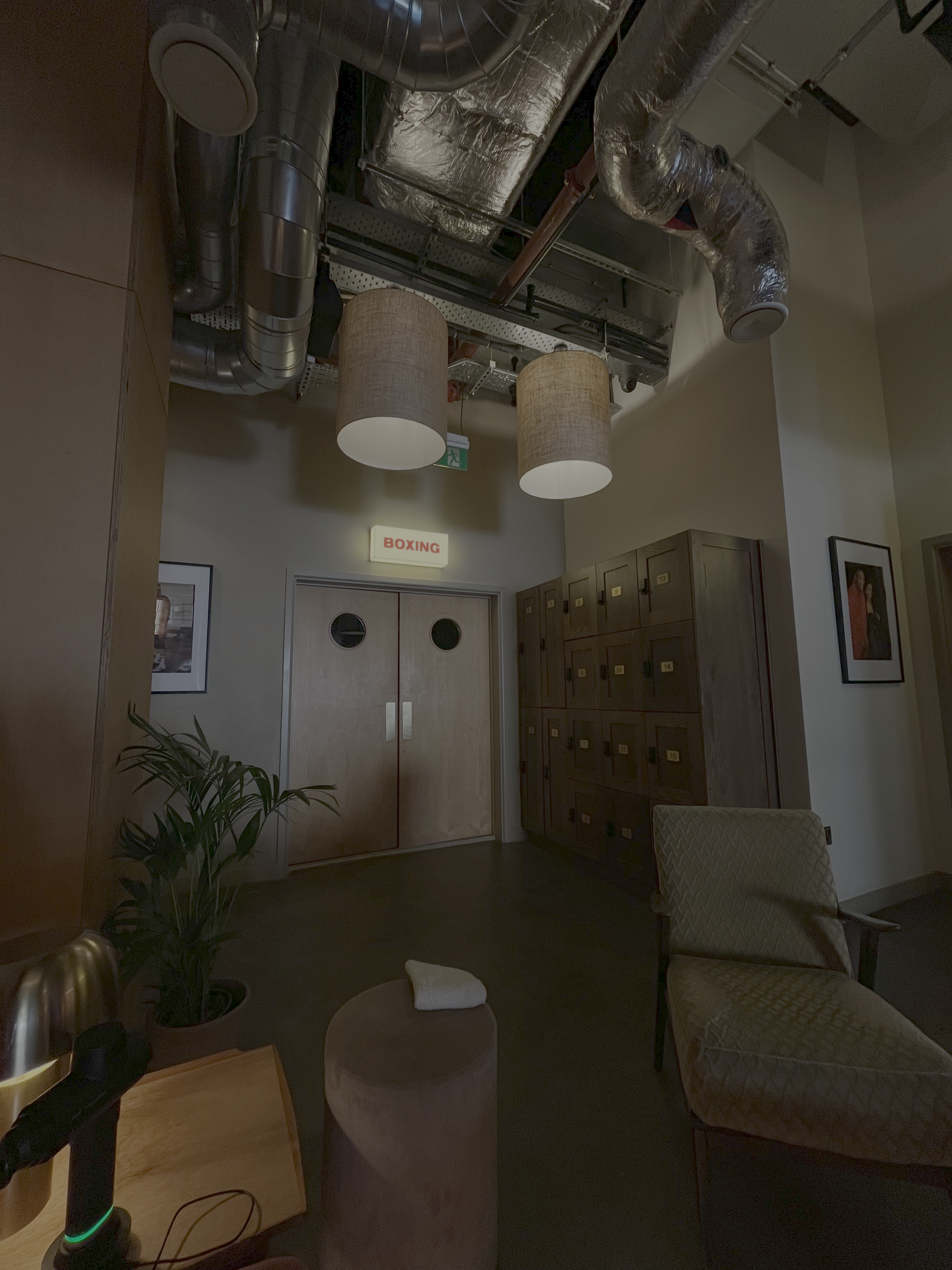 The lobby of a boxing gym