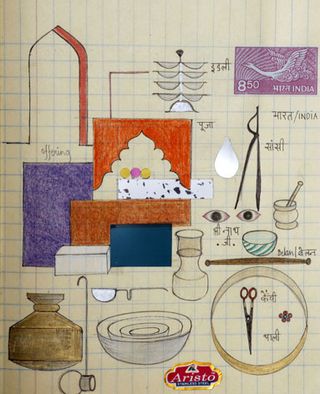 A working sketch by Doshi Levien for the design of the exhibition.