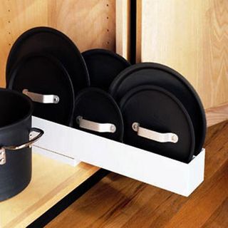 plastic pull out pot lid organizer for cabinet