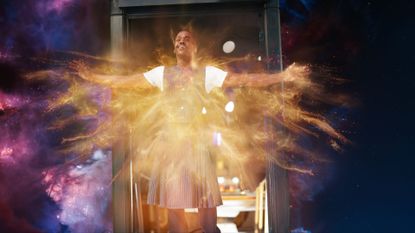 The Doctor (Ncuti Gatwa) regenerates in Doctor Who.