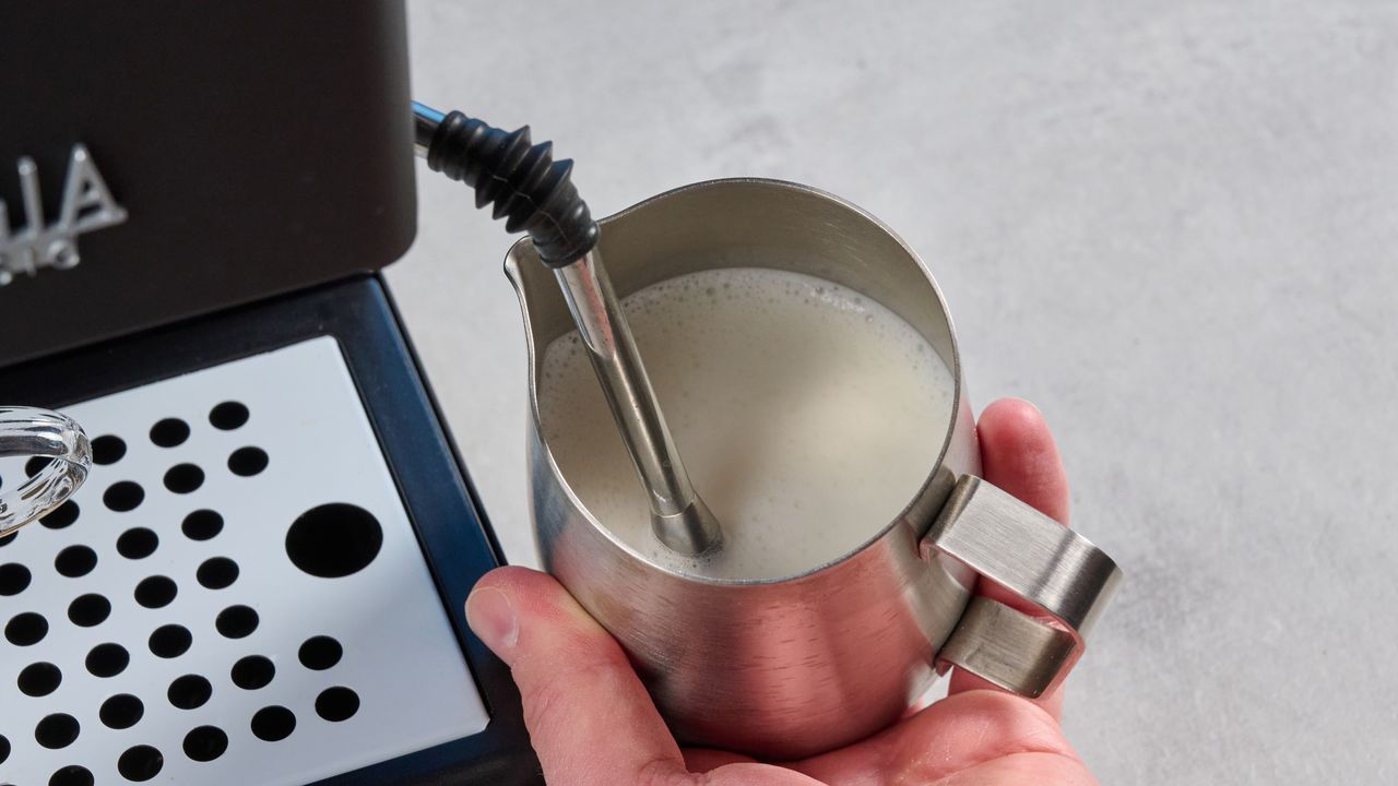 The Gaggia Classic E24 Evo Pro steaming milk