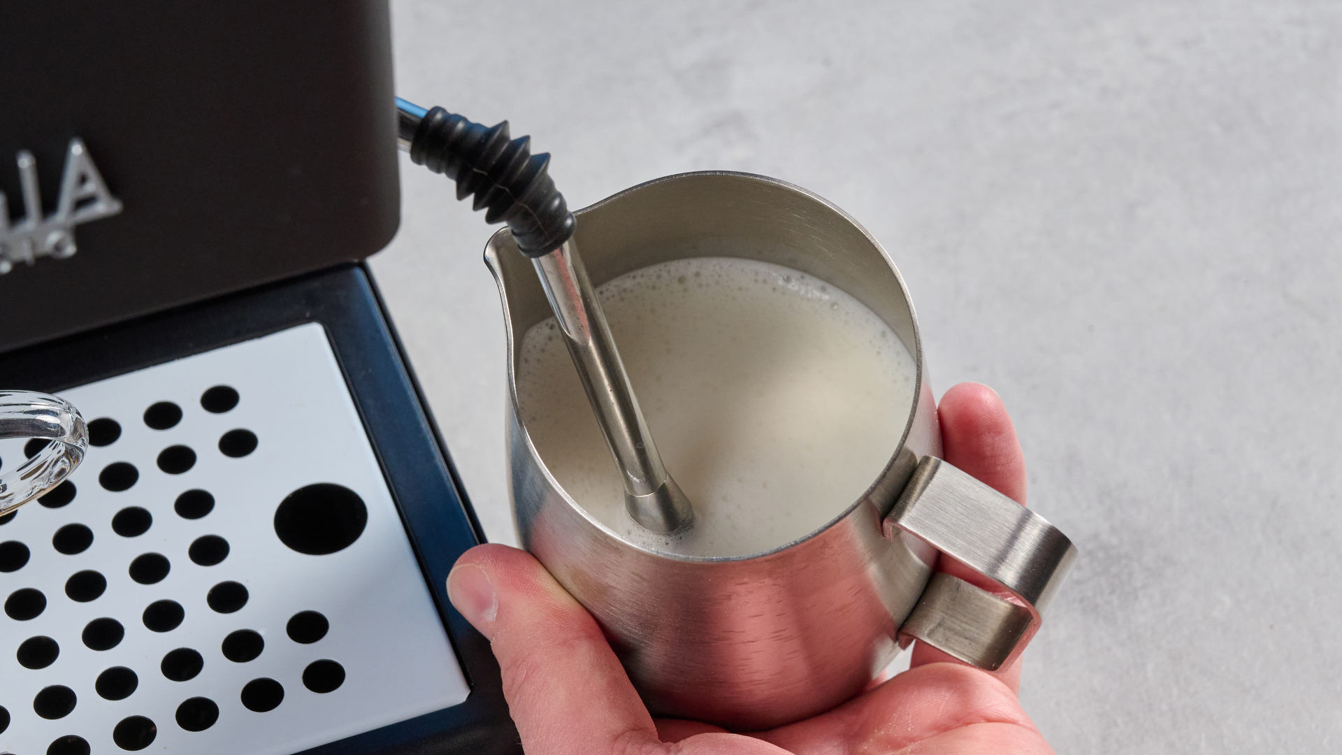 The Gaggia Classic E24 Evo Pro steaming milk